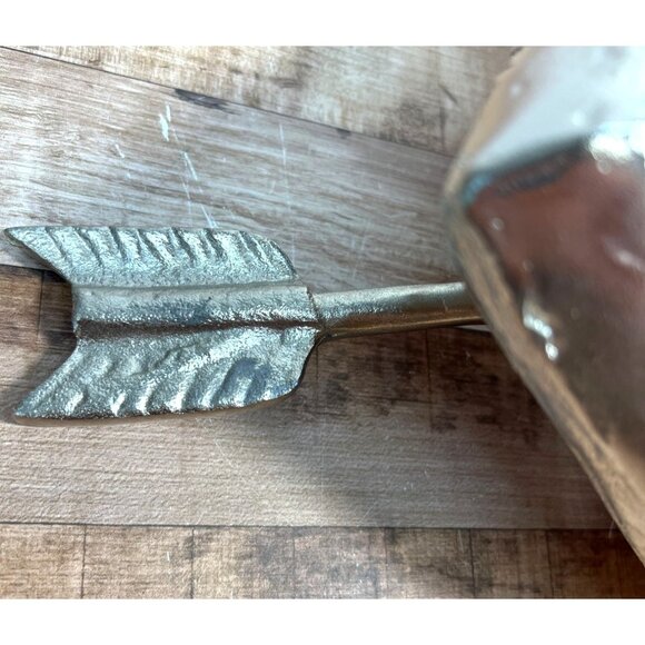 Silver Metallic Heart With Arrow Sculpture Table Decor Large - Picture 3 of 5
